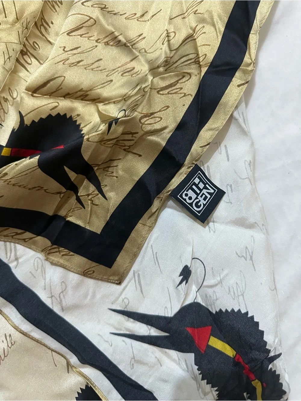 Silk Square Scarf with Black & Red buffalo